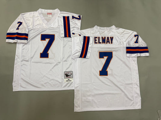 Mens John Elway#7 white Denver Broncos Vintage Throwback Jersey