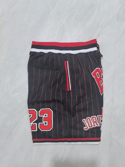 Chicago Bulls Black & Red Striped Retro Pocket Shorts