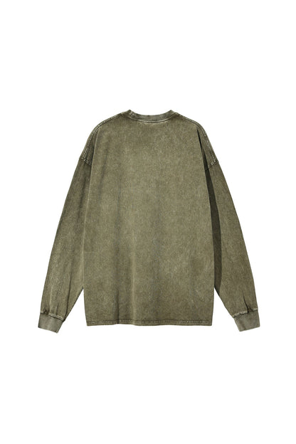 250GSM Vintage Washed Long Sleeve Crew