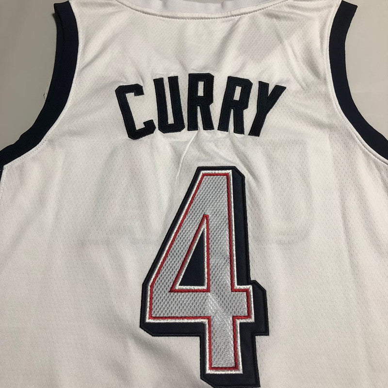 USA Basketball Team Stephen Curry #4 white Throwback Jersey -  Dense Embroidery