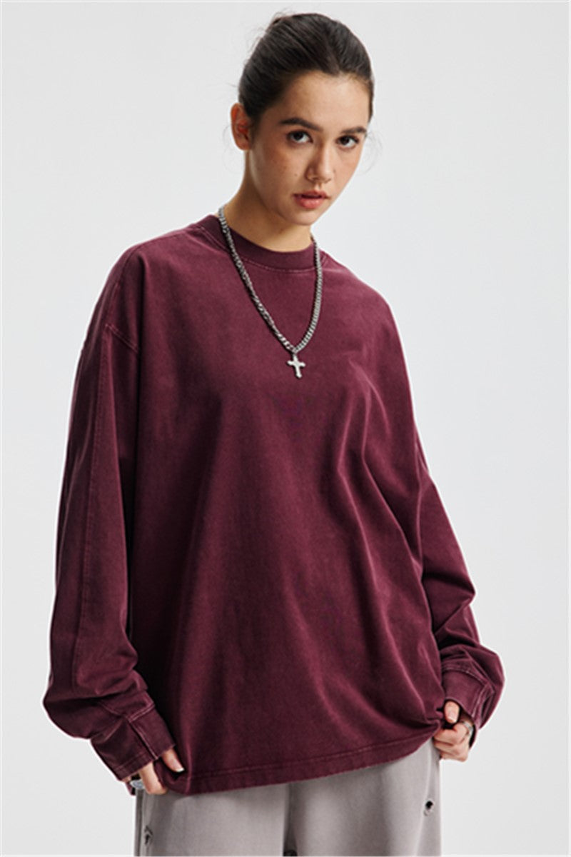285GSM Contrast Long Sleeve Pigment Dyed Tee