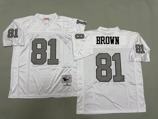 Mens Tim Brown#81 white Los Angeles Raiders Vintage Throwback Jersey