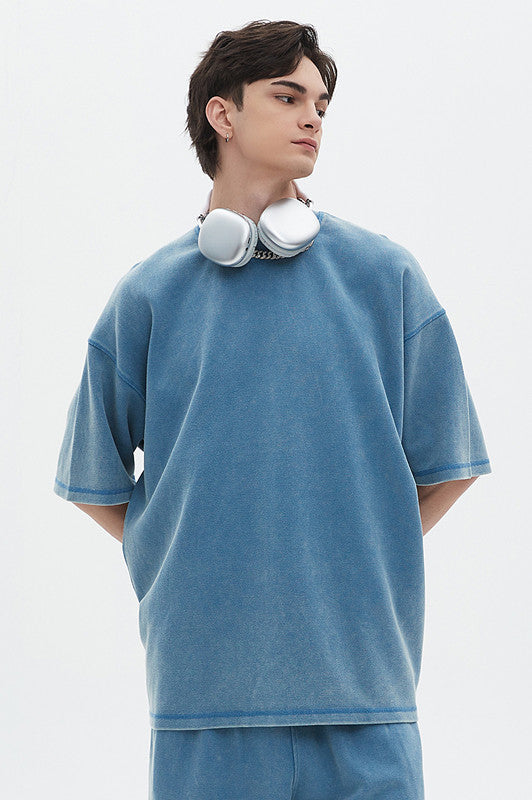 400GSM Double Stitch Washed Tee