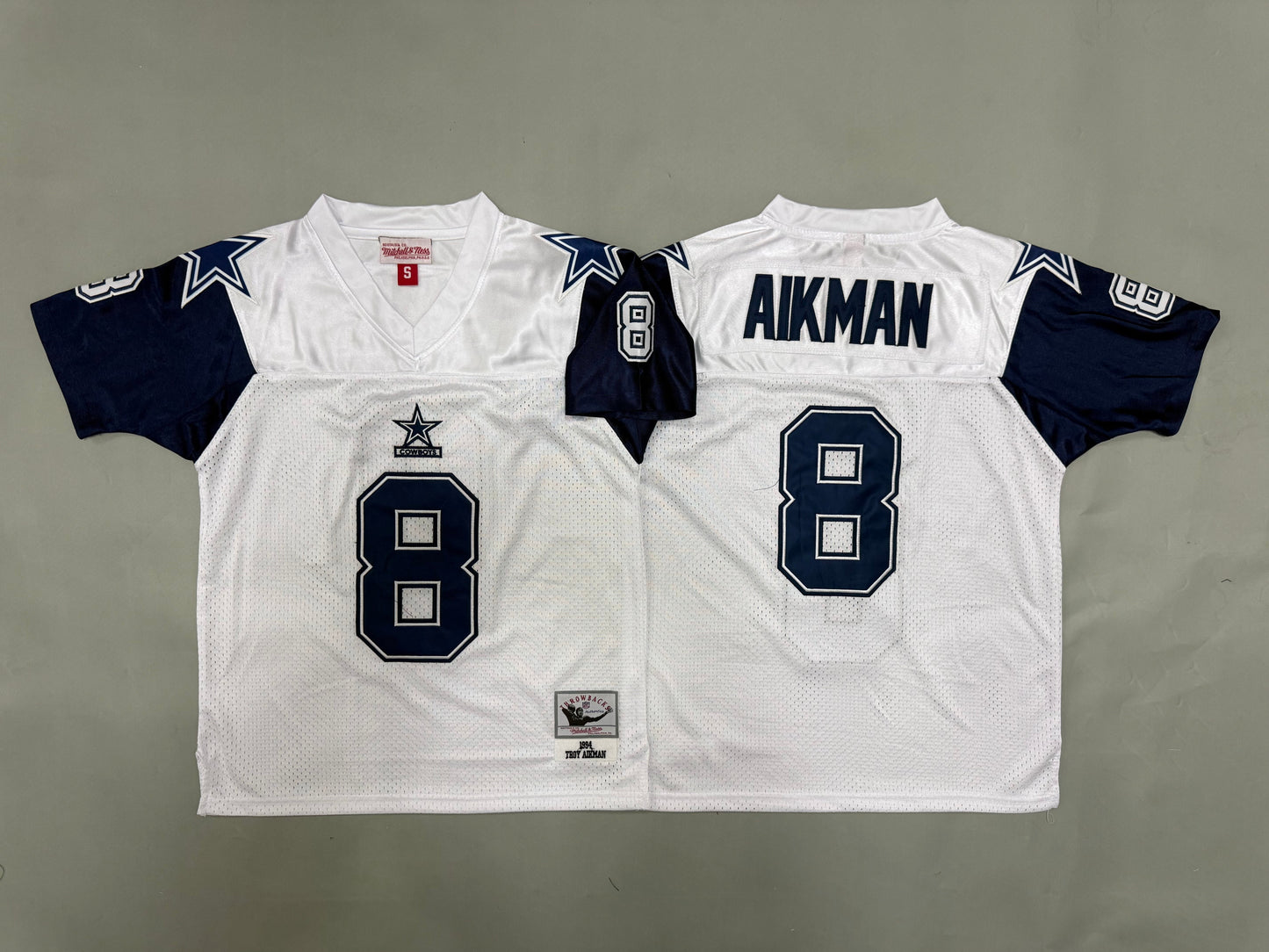 Youth Troy Aikman #8 Dallas Cowboys White Vintage Throwback Jersey