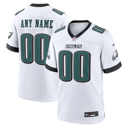 Custom Philadelphia Eagles White Game Jersey