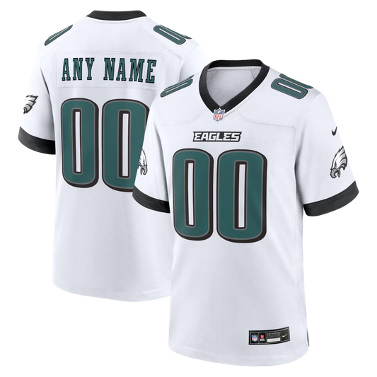 Custom Philadelphia Eagles White Game Jersey