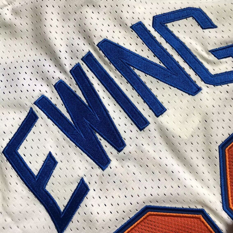 New York Knicks Patrick Ewing #33 white 1985 Throwback Jersey - Dense Embroidery