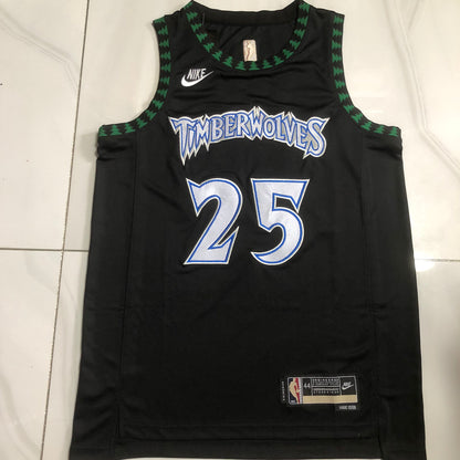 Minnesota Timberwolves Derrick Rose #25 black Throwback Jersey - Dense Embroidery