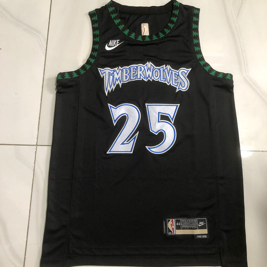 Minnesota Timberwolves Derrick Rose #25 black Throwback Jersey - Dense Embroidery