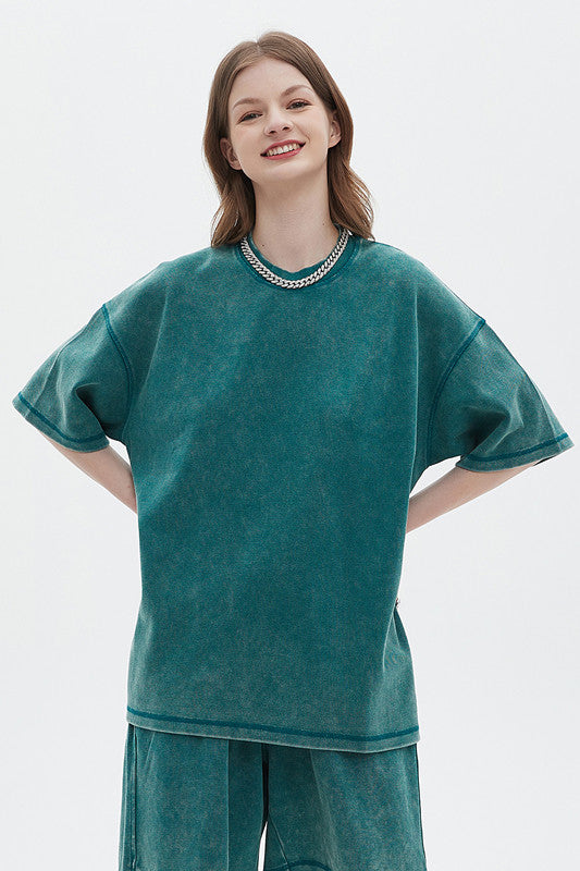 400GSM Double Stitch Washed Tee