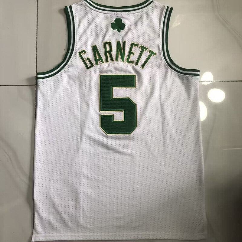 Boston Celtics Kevin Garnett #5 White Throwback Jersey - Dense Embroidery