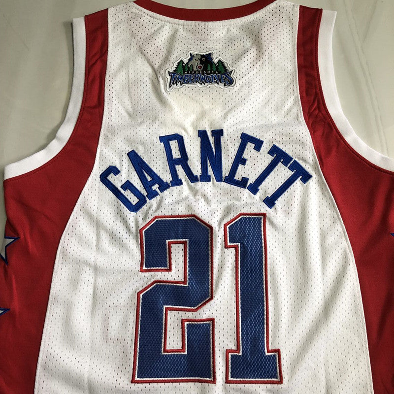 All-Star Kevin Garnett #21 White Throwback Jersey - Dense Embroidery