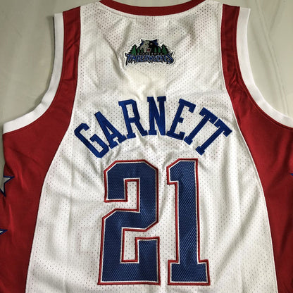 All-Star Kevin Garnett #21 White Throwback Jersey - Dense Embroidery