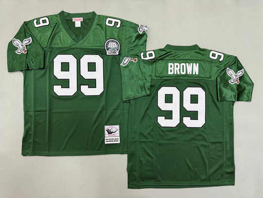 Mens Jerome Brown#99 Philadelphia Eagles Vintage Throwback Jersey