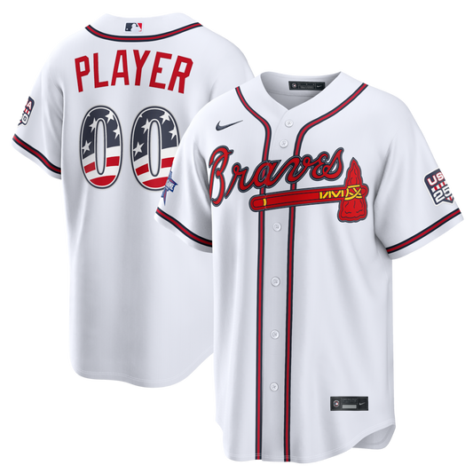 Custom Atlanta Braves 2026 All-Star Edition Stars & Stripes Stadium Jersey - White