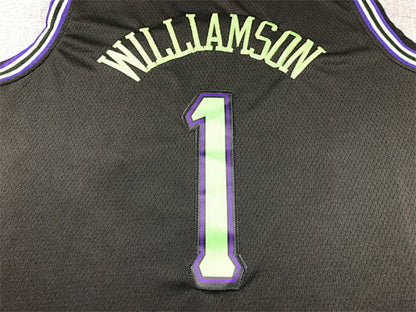 Zion Williamson# 1 New Orleans Pelicans Black City Edition Swingman Embroidered Jersey