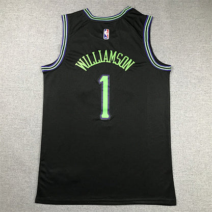 Zion Williamson# 1 New Orleans Pelicans Black City Edition Swingman Embroidered Jersey