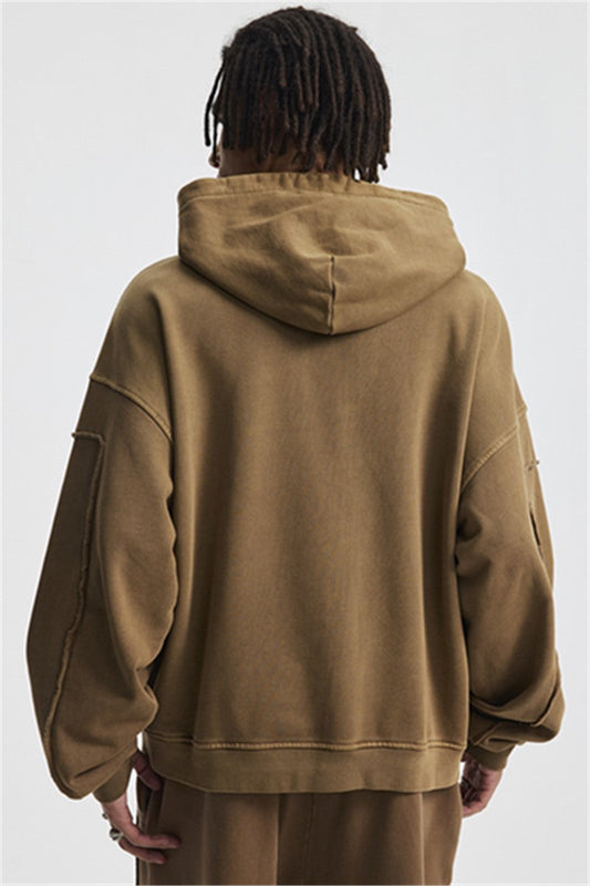 430GSM Boxy Fit Splicing Washed Zip Up Jacket