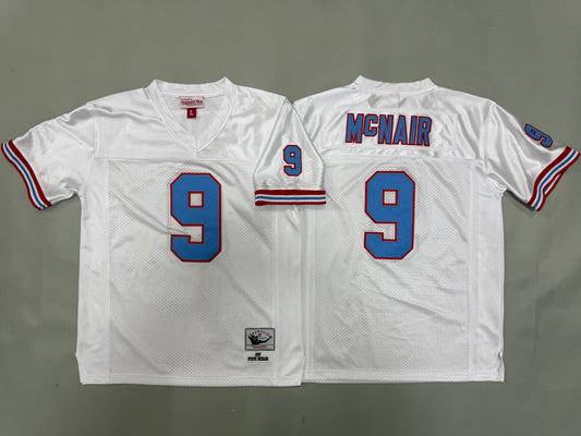 Youth Steve McNair#9 white Houston Oilers Vintage Throwback Jersey