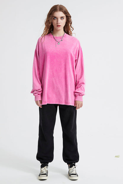 250GSM Vintage Washed Long Sleeve Crew