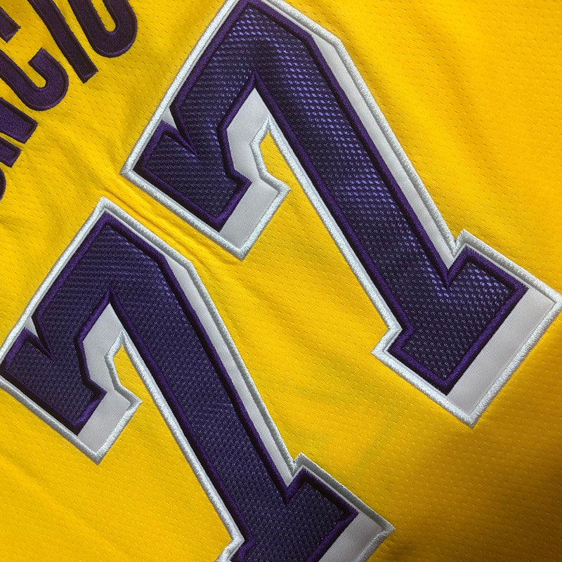 Los Angeles Lakers Luka Dončić #77 yellow Throwback Jersey -  Dense Embroidery