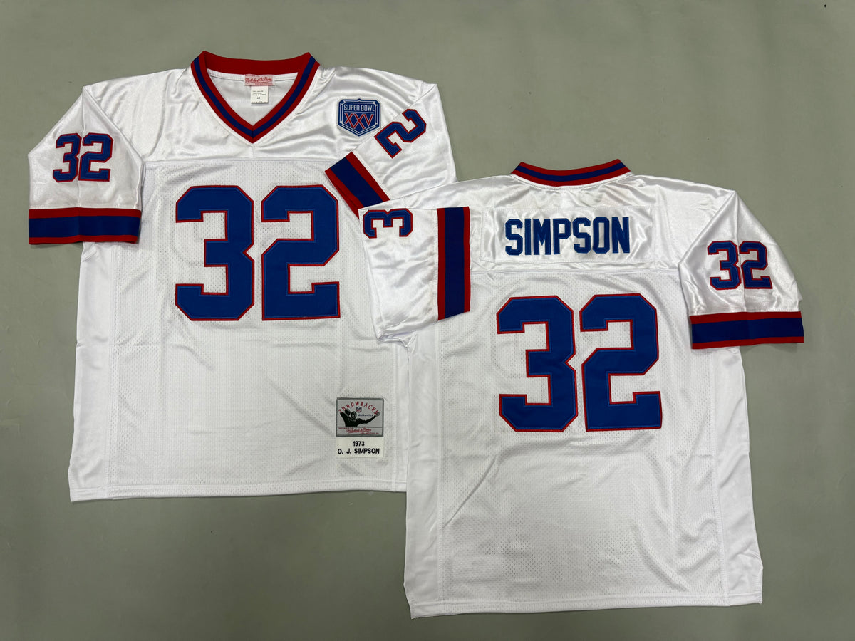 Mens O.J.Simpson #32 Buffalo Bills White 1973 Vintage Throwback Jersey