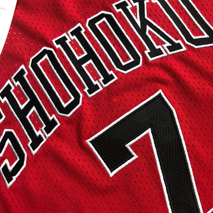 Slam Dunk Shohoku #7 red Throwback Jersey - Dense Embroidery