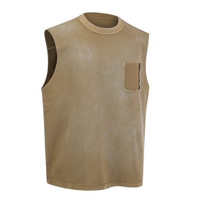 325GSM Sun Fade Waffle Material Muscle Tee