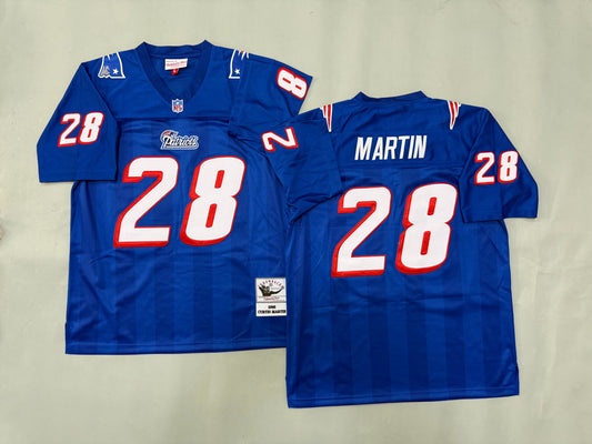 Mens Curtis Martin#28 New England Patriots Vintage Throwback Jersey