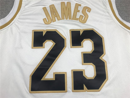 LeBron James #23 Los Angeles Lakers "White & Gold" City Edition Swingman Jersey ― Embroidered