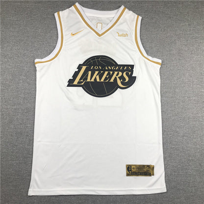 LeBron James #23 Los Angeles Lakers "White & Gold" City Edition Swingman Jersey ― Embroidered