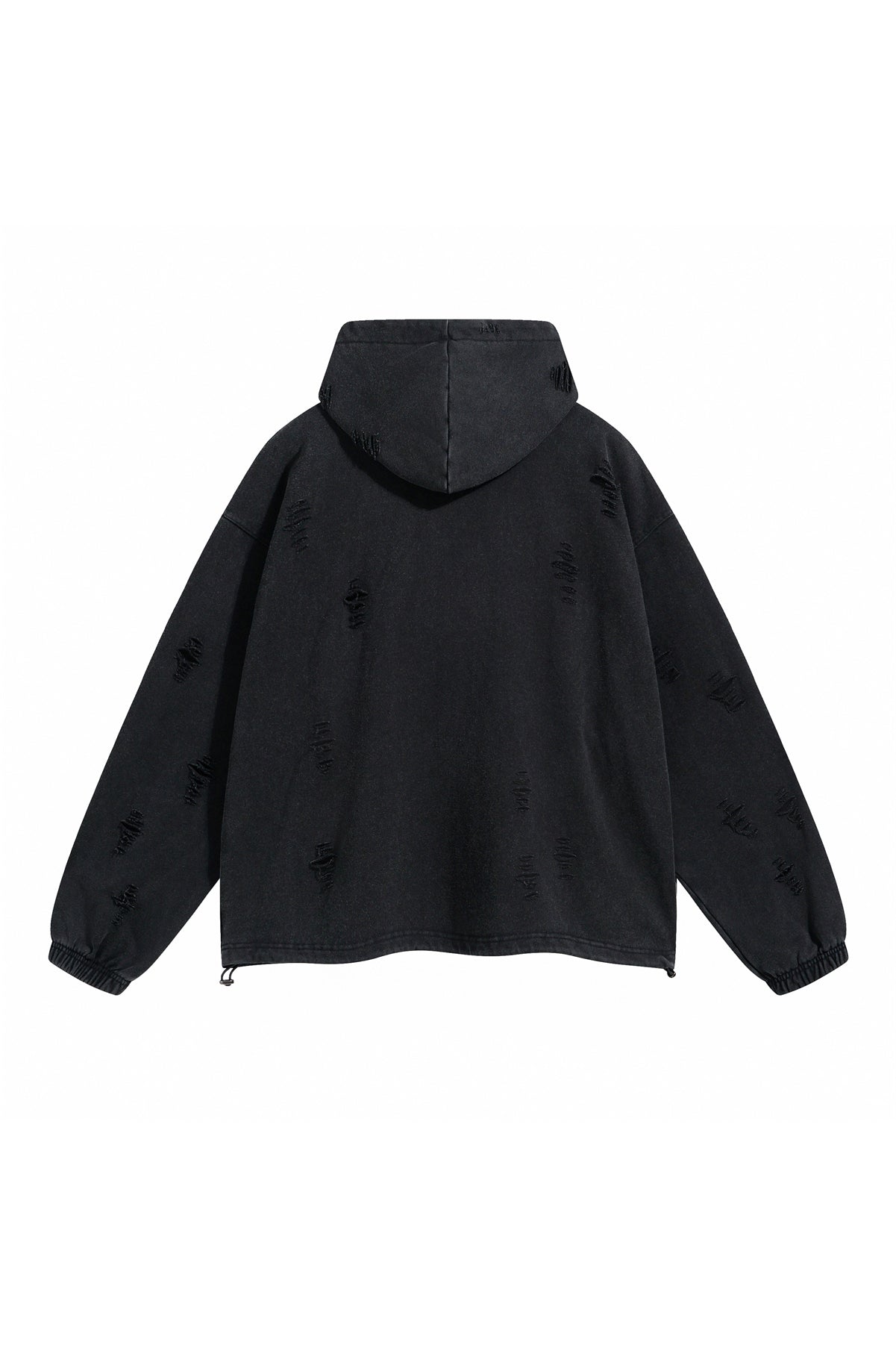 450GSM Distressed Drawstring Elastics Washed Hoodie