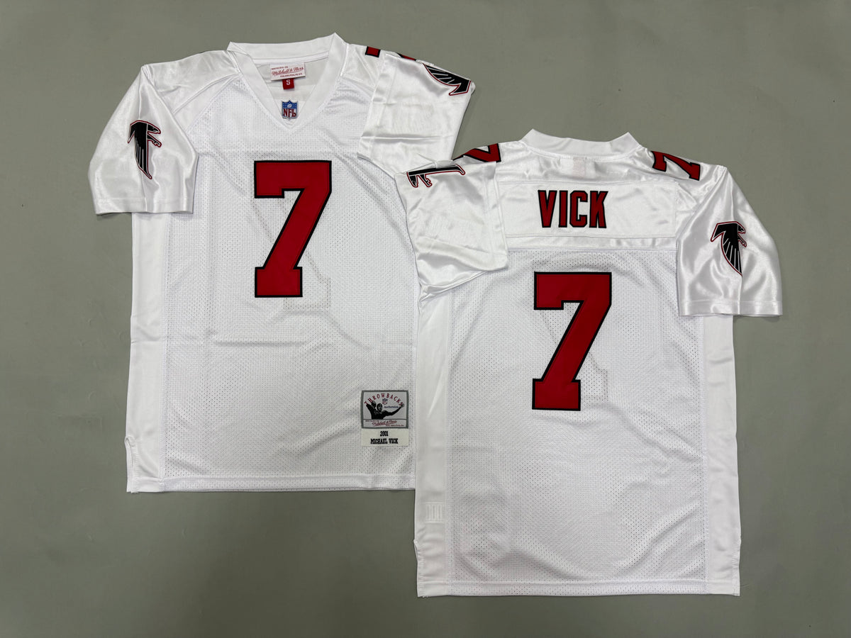 Mens Michael Vick #7 Atlanta Falcons White Vintage Throwback Jersey