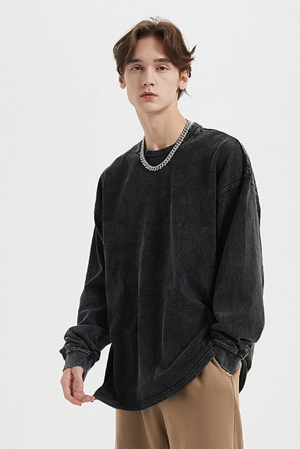 310GSM Pigment Dyed Washed Long Sleeve Crew