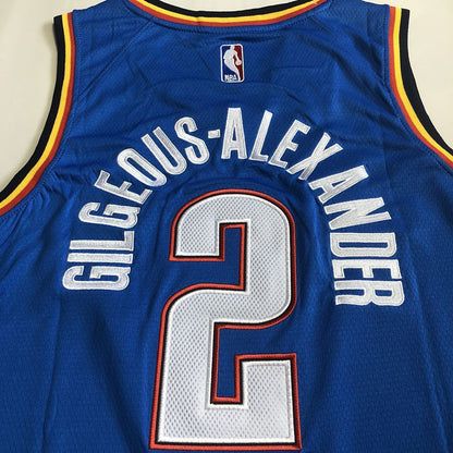 Oklahoma City Thunder Shai Gilgeous-Alexander #2 blue Throwback Jersey - Dense Embroidery