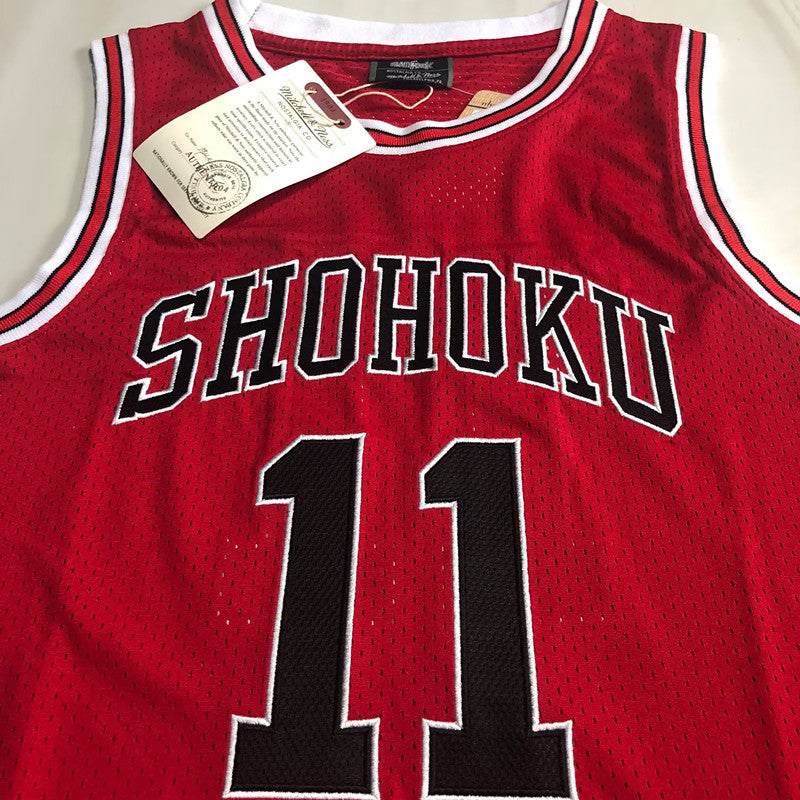 Slam Dunk Shohoku #11 red Throwback Jersey - Dense Embroidery