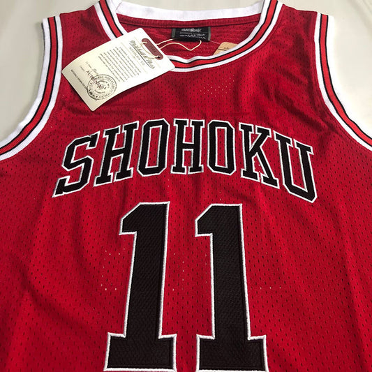 Slam Dunk Shohoku #11 red Throwback Jersey - Dense Embroidery