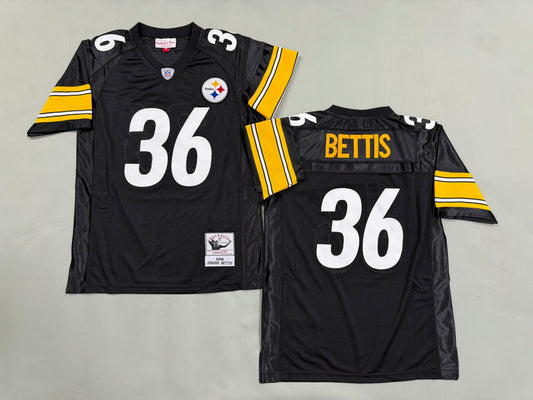 Mens Jerome Bettis#36 black Pittsburgh Steelers Vintage Throwback Jersey