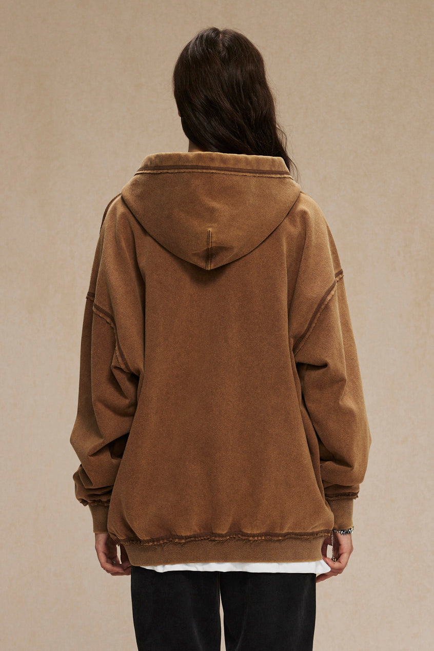 450GSM Distressed Washed Zipper Jacket