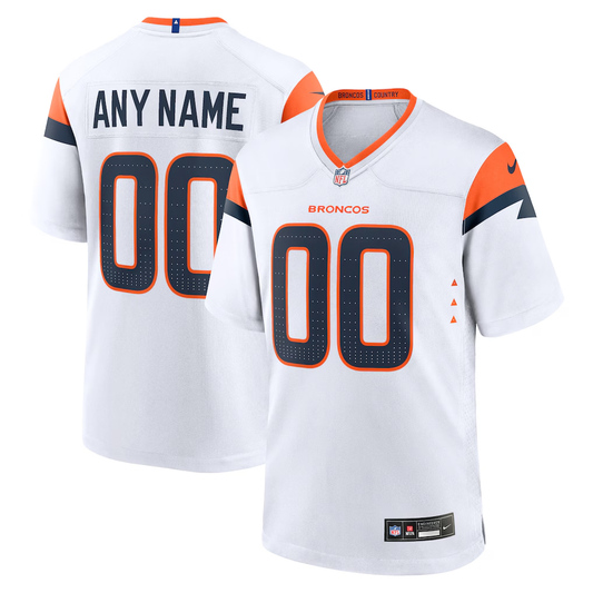 Custom Denver Broncos White Game Jersey