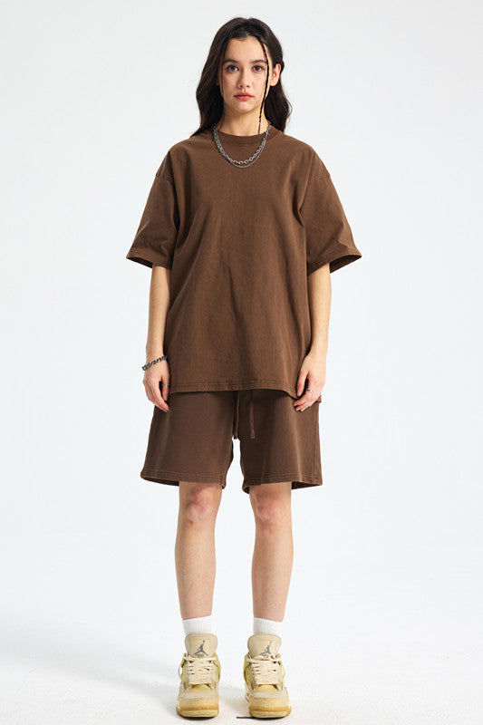 250GSM Distressed Pigment Dyed Washed Tee