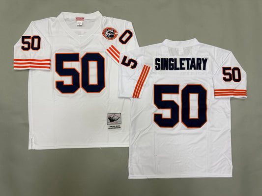 Mens Mike Singletary#50 white Chicago Bears Vintage Throwback Jersey