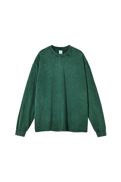 250GSM Vintage Washed Long Sleeve Crew