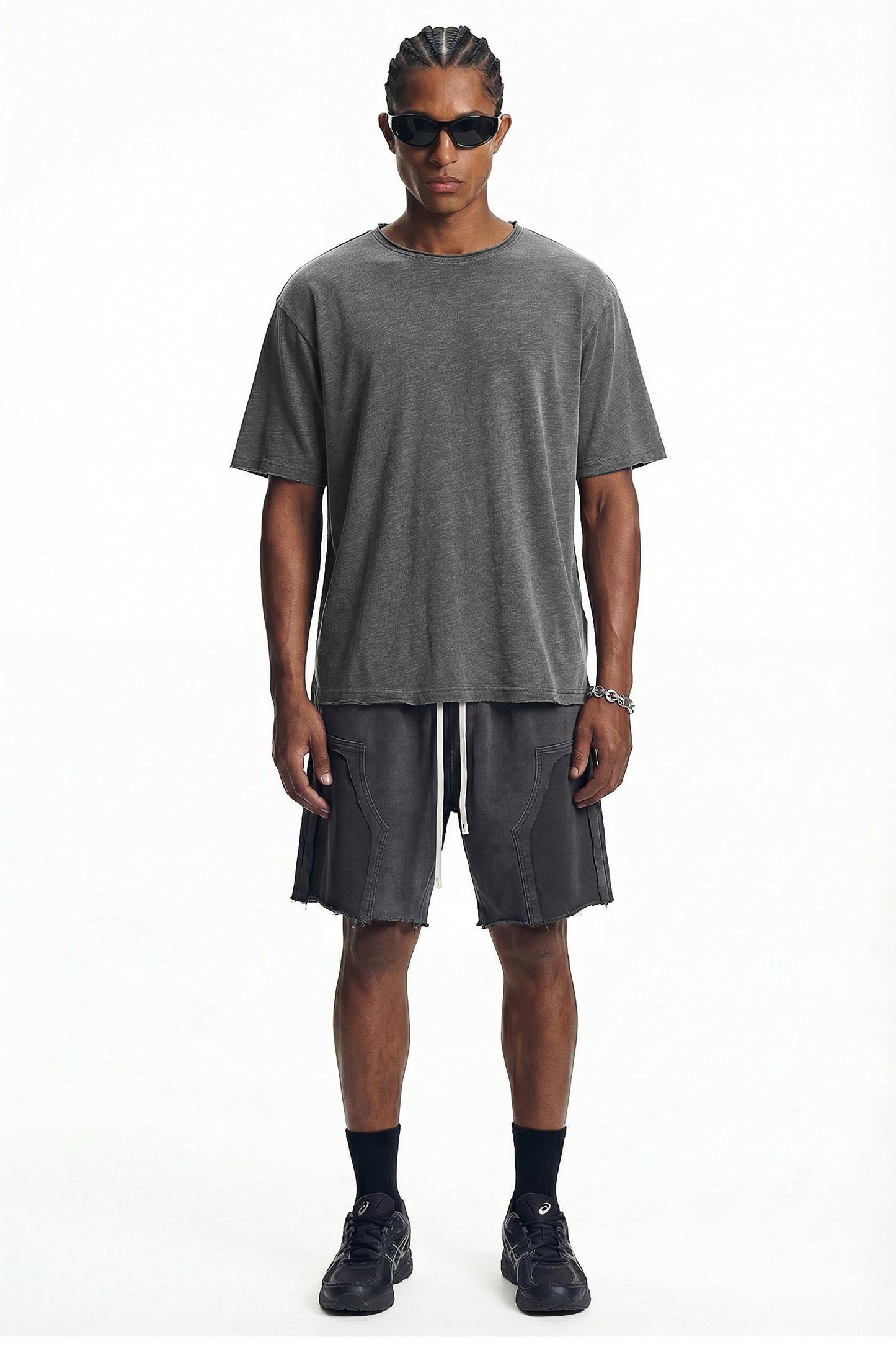 380GSM Distressed Patchwork Washed Short