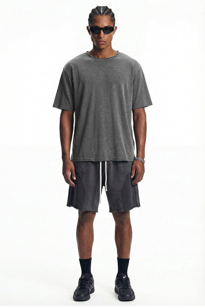 380GSM Distressed Patchwork Washed Short