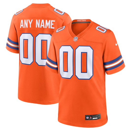Custom Denver Broncos Orange Game Jersey