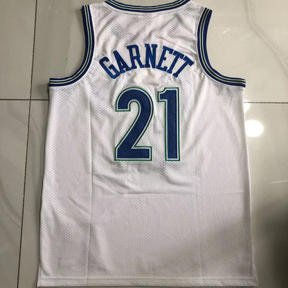 Minnesota Timberwolves Kevin Garnett #21 white Throwback Jersey - Dense Embroidery