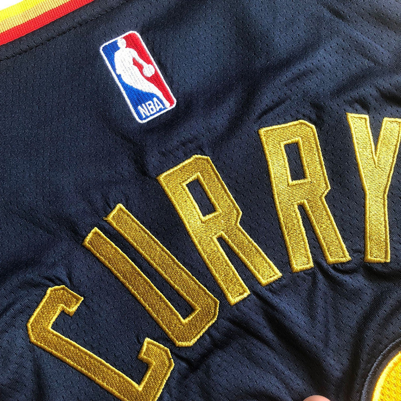 Golden State Warriors Stephen Curry #30 Deep Blue Throwback Jersey -  Dense Embroidery