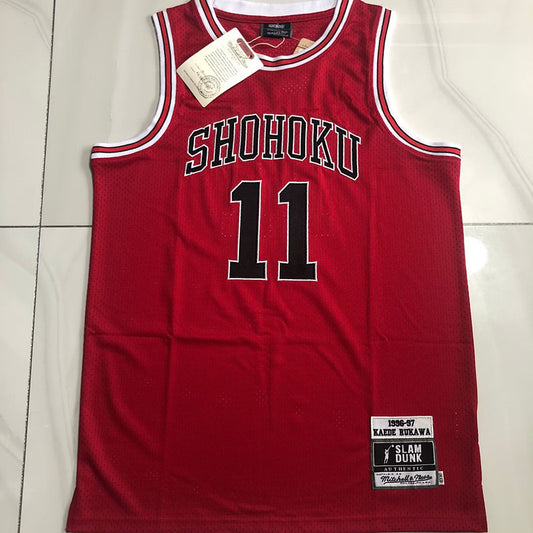Slam Dunk Shohoku #11 red Throwback Jersey - Dense Embroidery