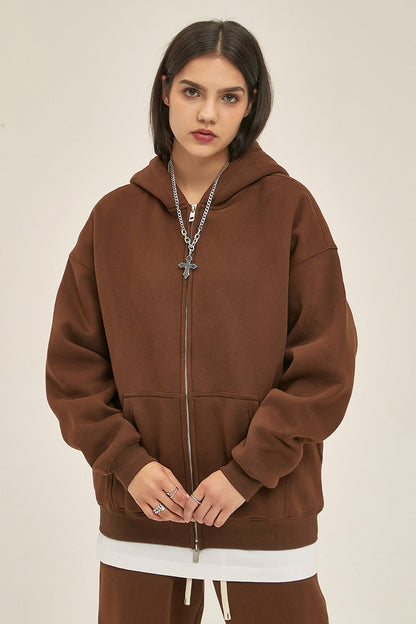 350GSM Solid Color Fleece Zipper Jacket